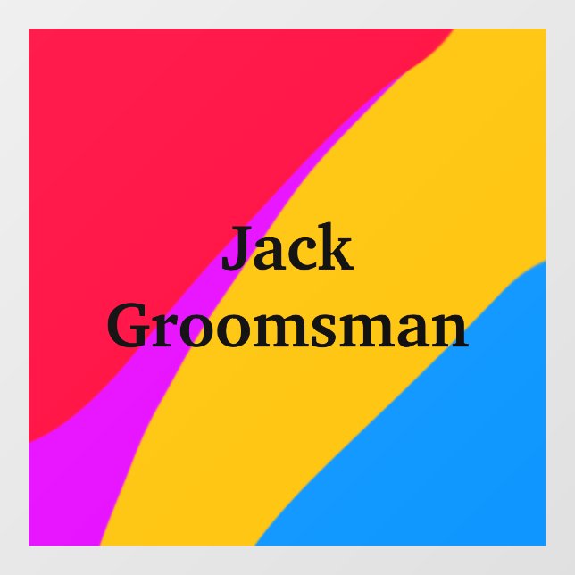 SIMPLE MINIMAL add your name custom groomsman  Window Cling (Sheet)