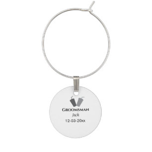 SIMPLE MINIMAL add your name custom groomsman  Wine Charm