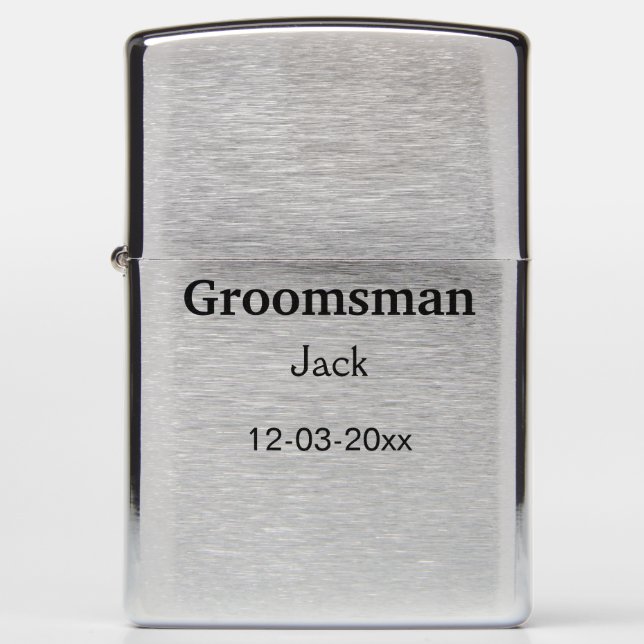 SIMPLE MINIMAL add your name custom groomsman  Zippo Lighter (Front)