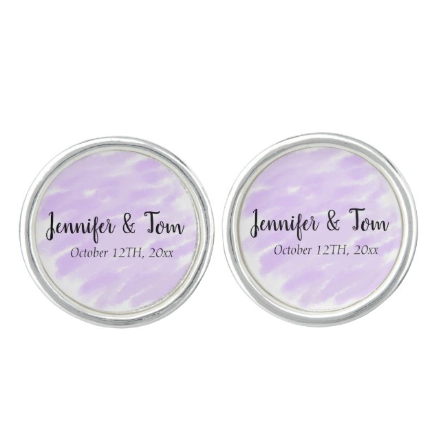 simple minimal add your name custom wedding unity  cufflinks (Front)