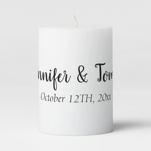 simple minimal add your name custom wedding unity  pillar candle