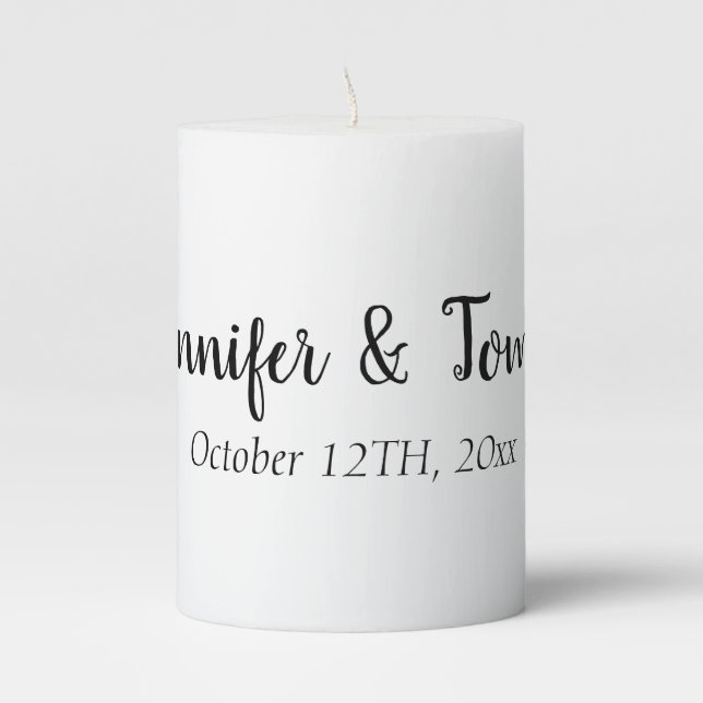 simple minimal add your name custom wedding unity  pillar candle (Front)