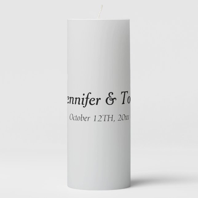simple minimal add your name custom wedding unity  pillar candle (Front)