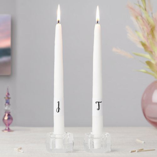 simple minimal add your name custom wedding unity  taper candle