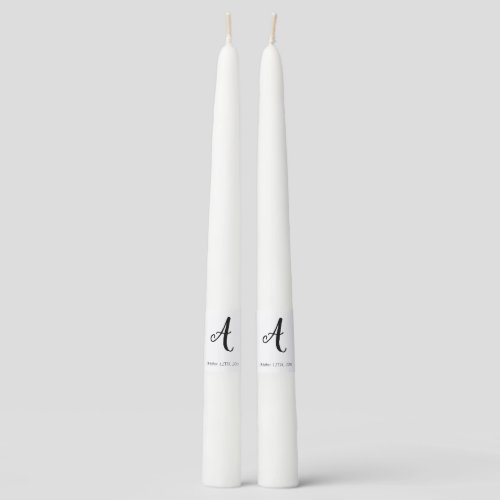simple minimal add your name custom wedding unity  taper candle