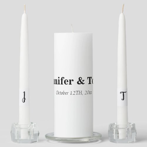 simple minimal add your name custom wedding unity  unity candle set
