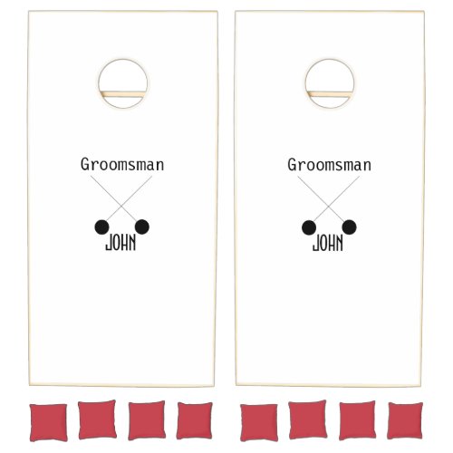 simple minimal add your name groomsmans gift  cornhole set