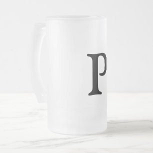 simple minimal add your name MONOGRAM GROOMSMEN    Frosted Glass Beer Mug