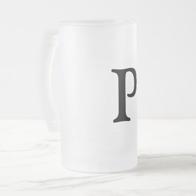 simple minimal add your name MONOGRAM GROOMSMEN    Frosted Glass Beer Mug (Front Left)