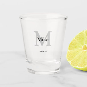 simple minimal add your name MONOGRAM GROOMSMEN Shot Glass