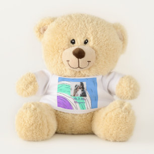 simple minimal add your name photo blue green purp teddy bear