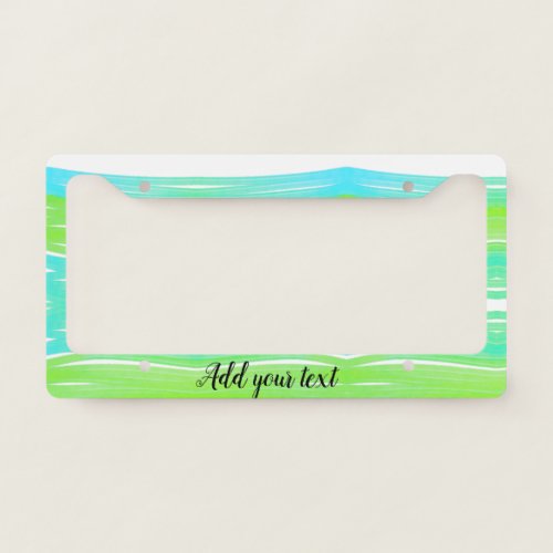 simple minimal add your name photo blue green wate license plate frame