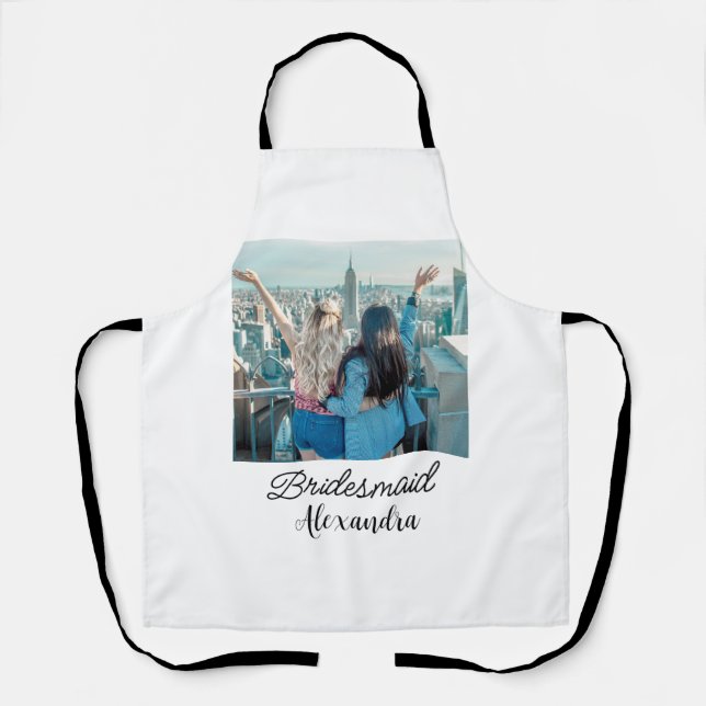 simple minimal add your name photo bridesmaid name apron (Front)