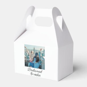 simple minimal add your name photo bridesmaid name favor boxes