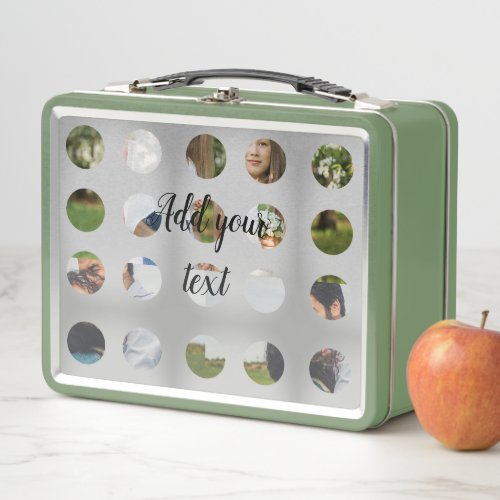 simple minimal add your name photo collage metal lunch box