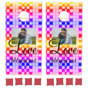 simple minimal add your name photo colorful box th cornhole set