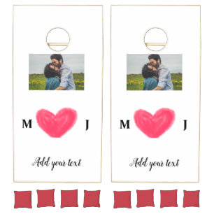 simple minimal add your name photo monogram invit cornhole set