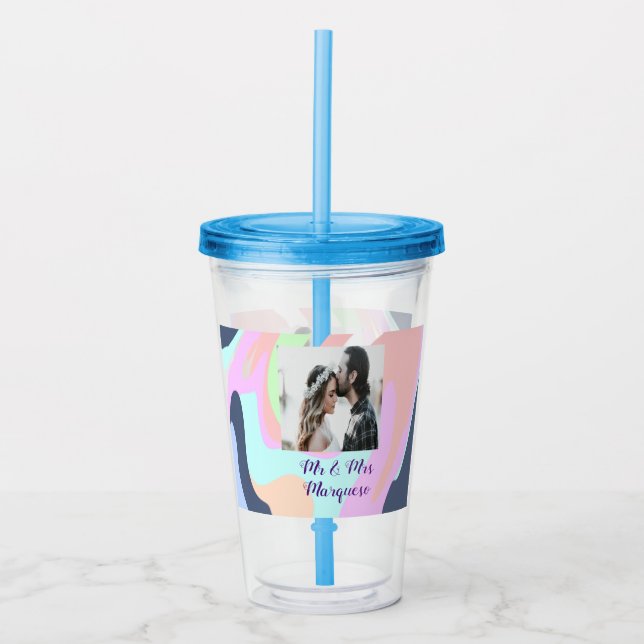 simple minimal add your name photo pastel paint ef acrylic tumbler (Front)