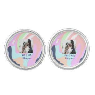simple minimal add your name photo pastel paint ef cufflinks