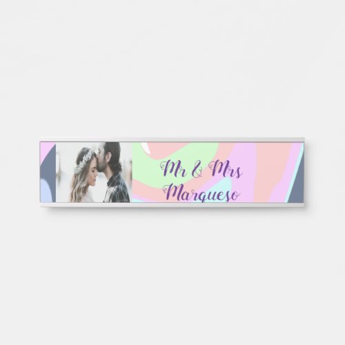 simple minimal add your name photo pastel paint ef door sign