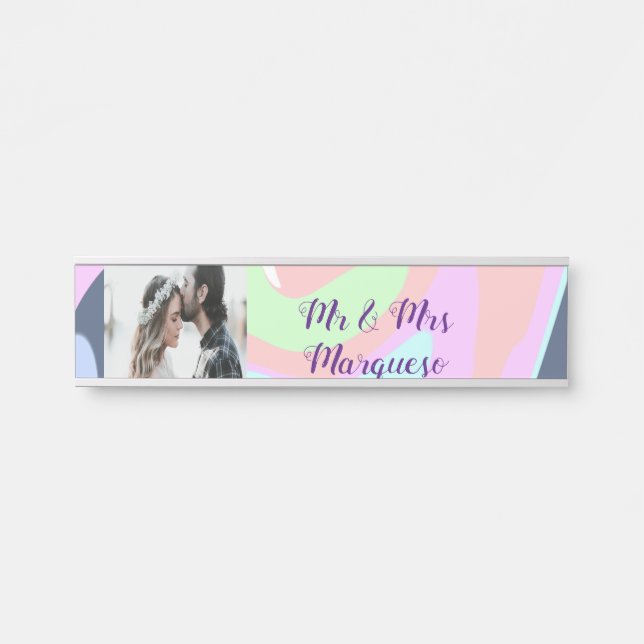 simple minimal add your name photo pastel paint ef door sign (Front)
