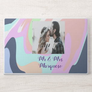 simple minimal add your name photo pastel paint ef HP laptop skin