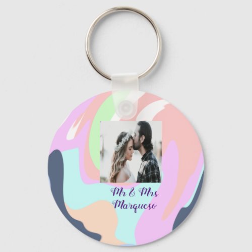 simple minimal add your name photo pastel paint ef keychain