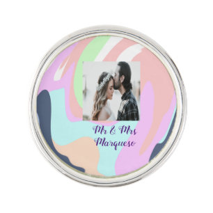 simple minimal add your name photo pastel paint ef lapel pin