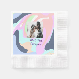 simple minimal add your name photo pastel paint ef napkins