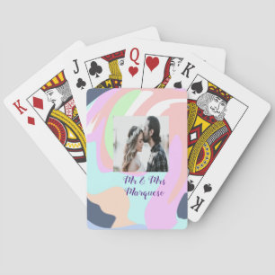 simple minimal add your name photo pastel paint ef poker cards