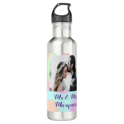 simple minimal add your name photo pastel paint ef stainless steel water bottle