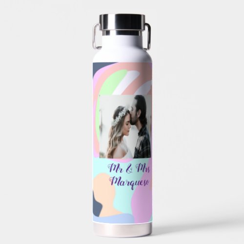 simple minimal add your name photo pastel paint ef water bottle