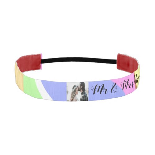 simple minimal add your name photo pink blue green athletic headband