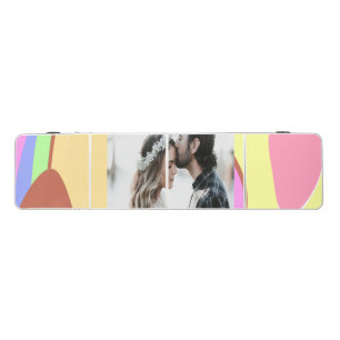 simple minimal add your name photo pink blue green beer pong table