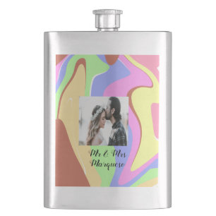 simple minimal add your name photo pink blue green flask