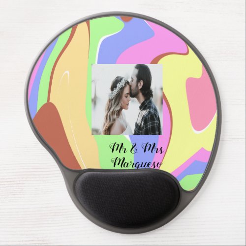 simple minimal add your name photo pink blue green gel mouse pad