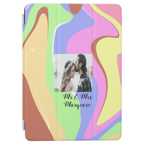 simple minimal add your name photo pink blue green iPad air cover