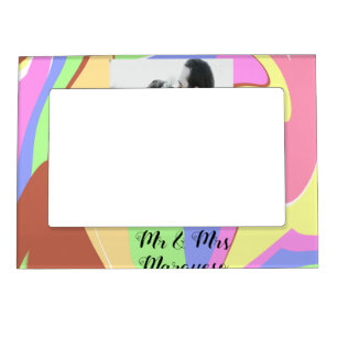 simple minimal add your name photo pink blue green magnetic frame
