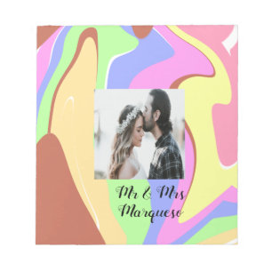 simple minimal add your name photo pink blue green notepad