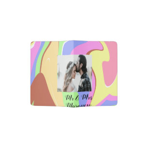 simple minimal add your name photo pink blue green passport holder