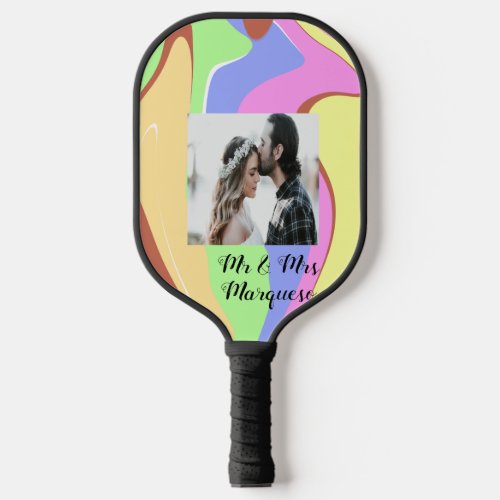simple minimal add your name photo pink blue green pickleball paddle