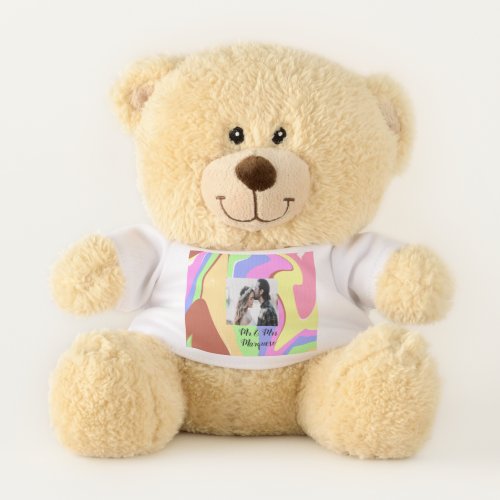 simple minimal add your name photo pink blue green teddy bear