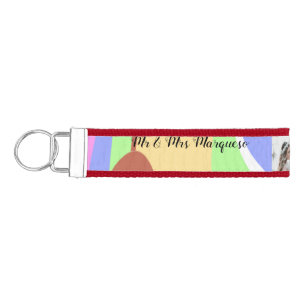 simple minimal add your name photo pink blue green wrist keychain