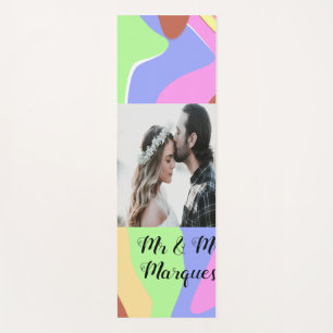 simple minimal add your name photo pink blue green yoga mat