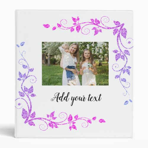 simple minimal add your name photo pink purple  th 3 ring binder