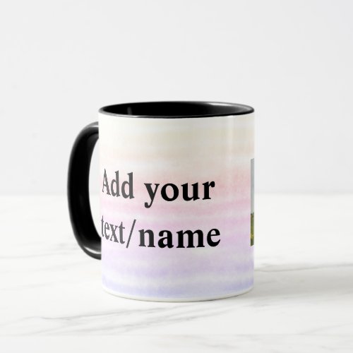 simple minimal add your name photo watercolor coff mug