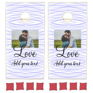 simple minimal add your name photo watercolor love cornhole set