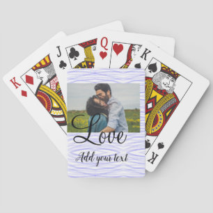 simple minimal add your name photo watercolor love poker cards