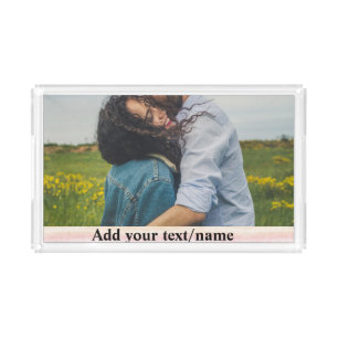simple minimal add your name photo watercolor s acrylic tray