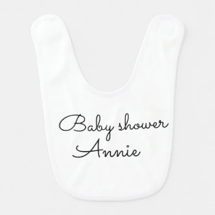 simple minimal add your name text baby shower thro bib
